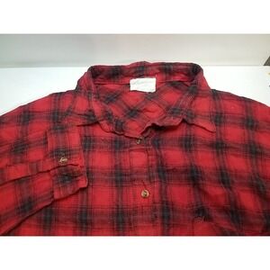 Before You Flannel Shirt Womens Large Plaid Button Up Long Sleeve